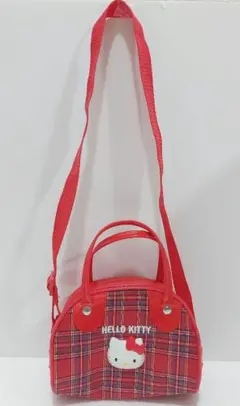 レトロ　ハローキティ　キティ　チェック　ハンドバッグ　ショルダー　2way