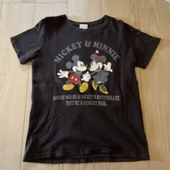 Disney ミッキー＆ミニー Tシャツ ブラックグレーM