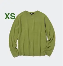 新品 タグ付き UNIQLO ユニクロ 3Dカシミヤクルーネックセーター 緑