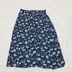 ​a.v.v standard S ロングスカート 花柄 ネイビー ウエストゴム