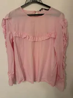 ZARA WOMAN ピンク フリルブラウス 長袖
