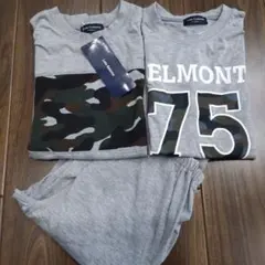 150 迷彩柄　半袖　2着　グレー　3点セット