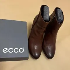 ECCO ブラウンレザー中ヒールブーツ