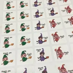 サンキューシール ハロウィン魔女 四角シール