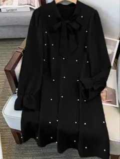 レディース大きいサイズ チュニック ワンピース ブラック 4L 5L