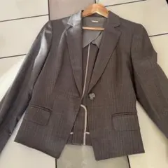 美品 soshe⭐ ブラウン系グレー ストライプ テーラードジャケット ビジネス