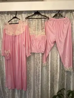 ピンク レース襟 ネグリジェ ➕キャミソール➕パンツ