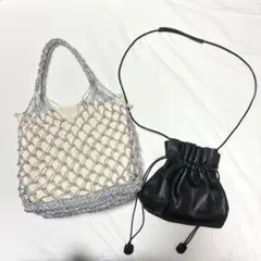 フリークスストア　バッグ　2点　シルバー　ブラック　巾着　ショルダー　ハンドのサムネイル