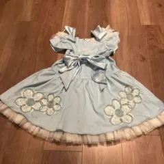 mezzo piano 水色 フラワー刺繍 ドレス 100cm