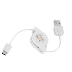 巻き取り式 USB Type-Cリトラクタブルケーブル ホワイト2点セット