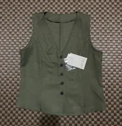【新品】オリーブグリーン Vネックベスト Mサイズ