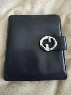 グッチ 二つ折り財布 Gクリップ レザー ブラック×レッド ヴィンテージ