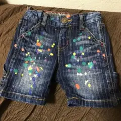 ブリーズ購入　ジャンクストア　ペンキ飛ばしデニムハーフパンツ　80cm
