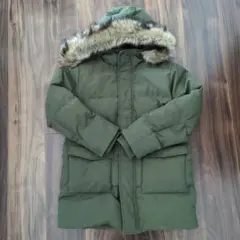 オリーブグリーン ファー付きダウンコート