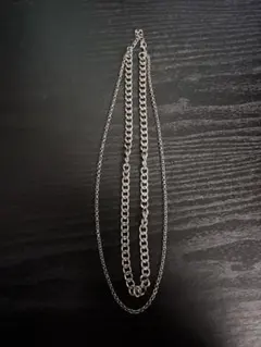 シルバー 2連チェーンネックレス