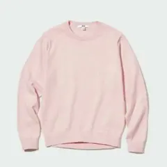 新品未使用品　ウォッシャブル　コットンクルーネックセーター★ピンク L★