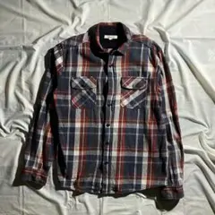 00s コットン ネルシャツ チェック レッド ネイビー LL アメカジ
