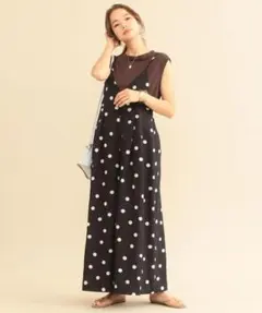 BEAUTY&YOUTH リネンドットキャミソールサロペット