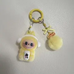 黄色いLABUBU　ヘッドフォン付きラブブ　キーホルダー