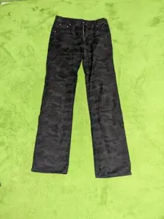 170cm ブラック迷彩デニムパンツ