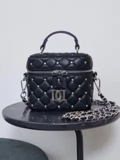 【新品】Darich キルティングビジュースクエアミニバッグ BLK