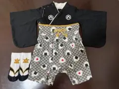 おにぎり柄の袴風ロンパースと足袋風靴下のセット