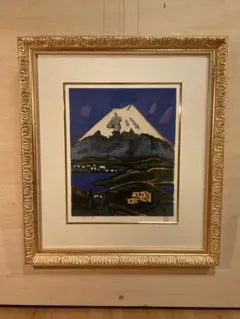 □大澤扶二子□油彩画□湘南の海江ノ島と富士□新品額□絵画□油絵