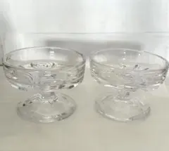 ガラス製デザートカップ 2個セット　レトロ　アイス
