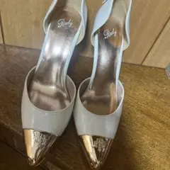 レディー パンプス ホワイト ピンクゴールド