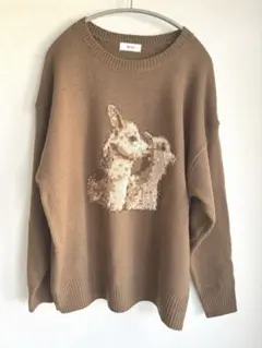 SM2 ブラウン アニマル柄ニット　長袖