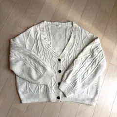 COLZA ケーブル編み カーディガン アイボリー L ハニーズ