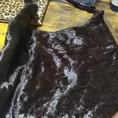 ダークブラウン ベルベット ハンドバッグ