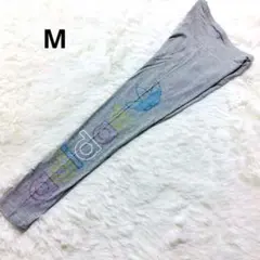 adidas アディダス レギンス トレフォイル カラフルロゴ グレー M