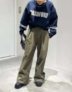 CIAOPANIC TYPY タックチノ折り返しワイドストレートパンツ カーキ