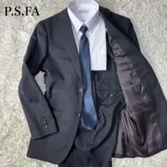 【極美品】P.S.FA スーツ セットアップ 洗える 近年 ストライプ 黒 Y5