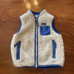 【美品】patagonia フリースベスト ホワイト/ブルー 3T