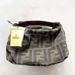 FENDI ミニ バニティバッグ ポーチ ズッカ キャンバス レザー ブラウン