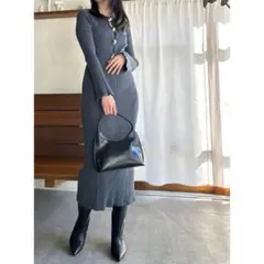 【snidel】リブニット ロングワンピース グレー