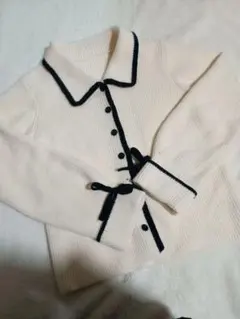 GRLアイボリーリブ編みニット アクセサリー付き