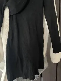 SLY 黒 長袖リブ編みワンピース