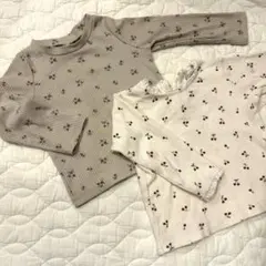 花柄・チェリー柄長袖Tシャツ2枚セット　バースデイ90