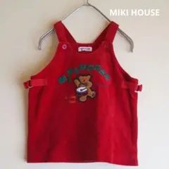 オールドミキハウス クマ アップリケ コーデュロイ ジャンパースカート 赤