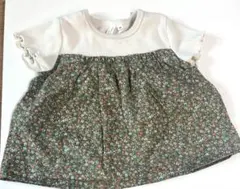 花柄チュニック ホワイト×グリーン