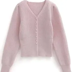 【新品タグ付き】GRL Vネックリブニットカーディガン[an1682] ピンク