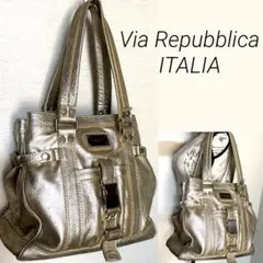 Via Repubblica ゴールド ロゴエンブレムデザイン ショルダーバッグのサムネイル