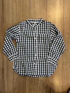 dev!rock 黒白チェック柄 襟なし 長袖シャツ 120