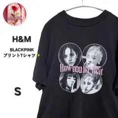 H&M BLACKPINK プリントTシャツ S ブルピン コラボTシャツ