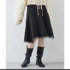 kastane ダメージアシメミドルスカート　BLK Fのサムネイル