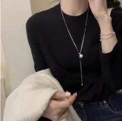 ラリエット パールネックレス Y字 ロング 春コーデ 上品 セレモニー 調節可