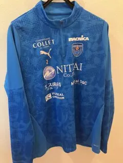 支給　スポンサー入　横浜FC ハーフジップシャツ　X X L 青　2番